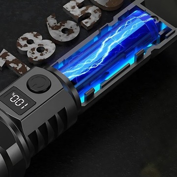 МОЩНЫЙ СВЕТОДИОДНЫЙ ФОНАРЬ С ЖК-ДИСПЛЕЕМ ZOOM, ПЕРЕЗАРЯЖАЕМЫЙ USB C SURVIVAL