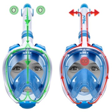 МАСКА ДЛЯ ДАЙВИНГА С ТРУБКОЙ, ПОЛНОЛИЦЕВАЯ ПАНОРАМНАЯ СУХАЯ ВЕРХНЯ ДЛЯ ДЕТЕЙ