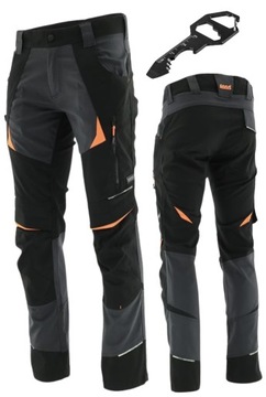 SPODNIE robocze ELASTYCZNE ochronne DO PASA STRETCH spandex BHP + GRATIS 54