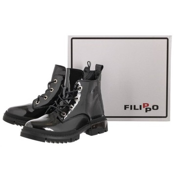 Buty Damskie Botki Skórzane Filippo Czarne DBT4173