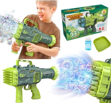 Pistolet Do BANIEK Zielony Dinozaur BAZOOKA DUŻY MODEL 32 otwory