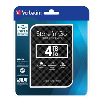 Внешний накопитель Verbatim Store 'n' Go емкостью 4 ТБ 2,5 дюйма