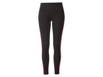 Legginsy damskie, czarne, bawełna, lampas XS