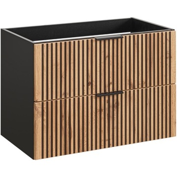 Szafka pod umywalkę 80 cm czarne ryfle dąb wotan XILO BLACK WOTAN 82-80