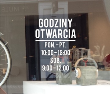 Naklejka GODZINY OTWARCIA sklepu biuro *WZORY *KOLORY