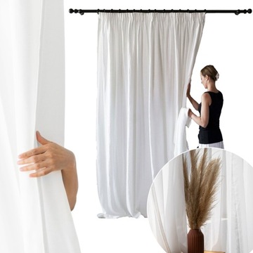 GOTOWA FIRANA 140x260 CM GŁADKA TAŚMA ŻABKI FIRANKA DO SALONU BIAŁA WOAL