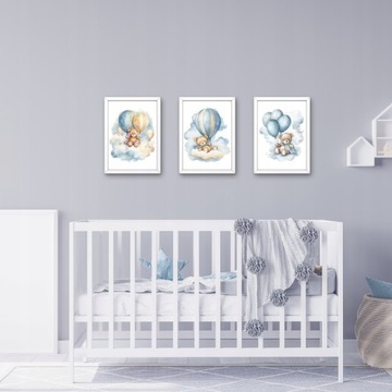 НАСТЕННЫЕ КАРТИНЫ ДЛЯ ДЕТСКОЙ КОМНАТЫ А3 НАБОР ПОСКАТЫ ДЛЯ ДЕТЕЙ, МИШКИ ТЕДДИ