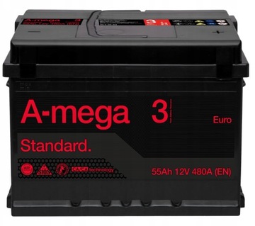 Akumulator A-mega Standard M3 12V 55Ah/480A NP+