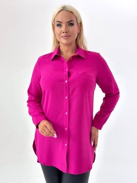 Różowa koszula o klasycznym stylu Plus size Emma 54 materiał Twill