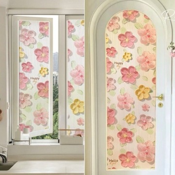 Статическая цветочная наклейка на окно