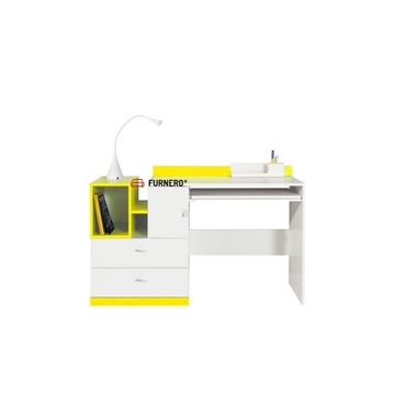 Biurko MOBI M011 Biały lux + Żółty