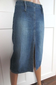 Crazy World dżinsowa spódnica vintage spódniczka jeans rozcięcie rozporek S