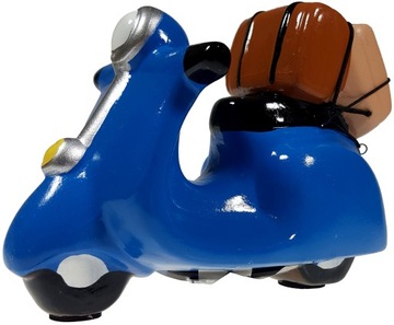 CERAMICZNA SKARBONKA SKUTER MOTOR k. niebieski otwierana kluczyk