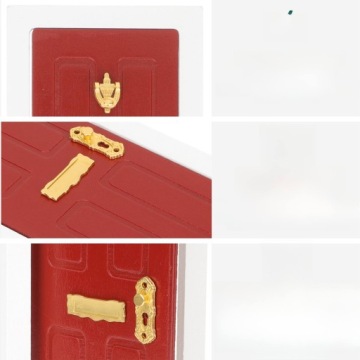 Деревянные мини-двери DIY с деталями из сплава в красном цвете
