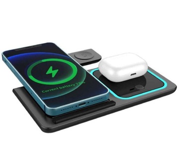 Индуктивное зарядное устройство Док-станция Apple Iphone Samsung Q1 USB 3in1 LED