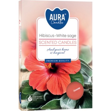 ŚWIECZKI ZAPACHOWE ŚWIECE PODGRZEWACZE TEALIGHT HIBISKUS BISPOL ZESTAW 6szt