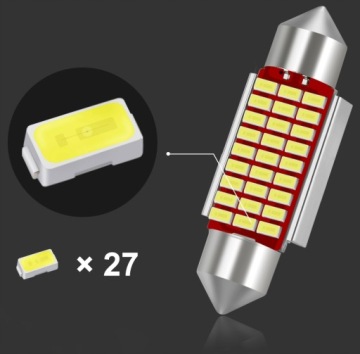 СВЕТОДИОДНАЯ ЛАМПА 36MM C3W C5W 27SMD CANBUS STRONG ИНТЕРЬЕРНАЯ РЕГИСТРАЦИЯ