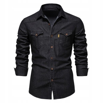 MĘSKA KOSZULA DZINSOWA JEANSOWA OVERSIZE S