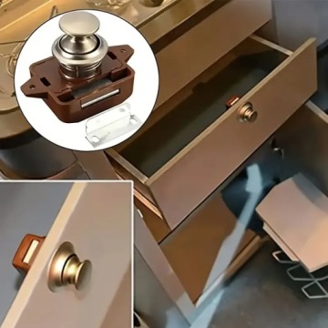 Шкаф с выдвижным ящиком и замком для мебели Push Lock серебристый прицеп-кемпер