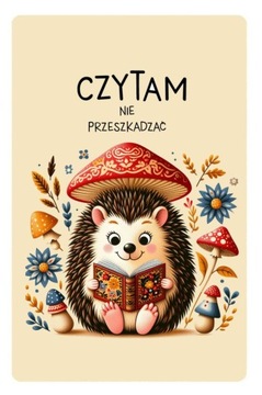 Magnes na lodówkę czytam nie przeszkadzać jeż bibliotekarka książki