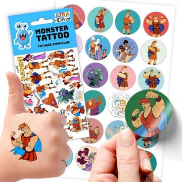 ZESTAW NAKLEJKI + TATUAŻE DLA DZIECI DZIECIĘCE HERKULES HERCULES JAKOŚĆ