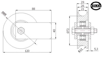 Опорный каток 89 мм для 1/2-трубных ворот