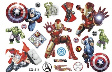 Tatuaż dla dzieci Avengers Iron kapitan Ameryka Iron Man tarcza młot Thor