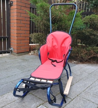 САНКИ LEO + ПУШЕР + МАТРАС ВЫСОКОЙ ТОЛСТОСТИ + РЕМНИ + ПОДНОЖКИ