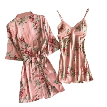 женский АТЛАСНЫЙ ПИЖАМНЫЙ КОМПЛЕКТ БАННЫЙ ХАЛАТ НОЧНАЯ РУБАШКА завязанный 5 ШТ.