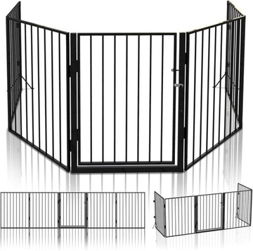 VOUNOT OSŁONA BRAMKA ZABEZPIECZAJĄCA DO KOMINKA 75x300 CM 5 PANELI CZARNA