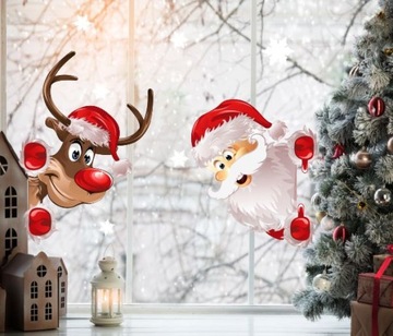 Рождественские наклейки на окна Дед Мороз 50х35см