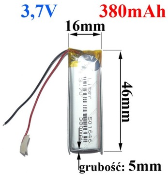 Akumulator Bateria Mp4 Mp5 RC 501646 380mAh