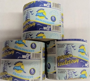 ПОЛЬСКАЯ ТУАЛЕТНАЯ БУМАГА DELFIN 8 РОЛИКОВ СЕРАЯ