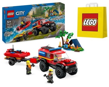 LEGO klocki CITY Terenowy wóz strażacki z łodzią / 60412 + torba