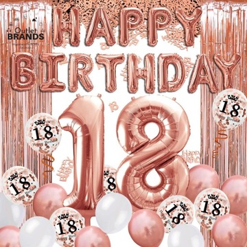 ZESTAW DEKORACJI balony 18 URODZINY ścianka 18STKA