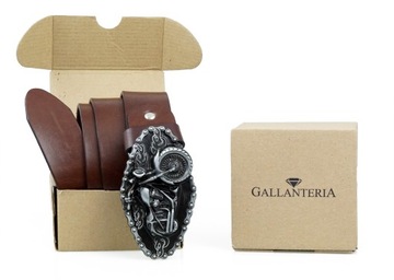 SKÓRZANY PASEK DO SPODNI 4 CM BRĄZ MOTOCYKLISTY