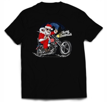 KOSZULKA ŚWIĄTECZNA MIKOŁAJ NA MOTOCYKLU M