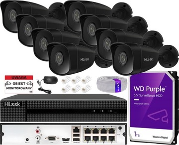 Zestaw do monitoringu HiLook IPCAM-B5 BLACK KIT 8x POE HiLook by Hikvision