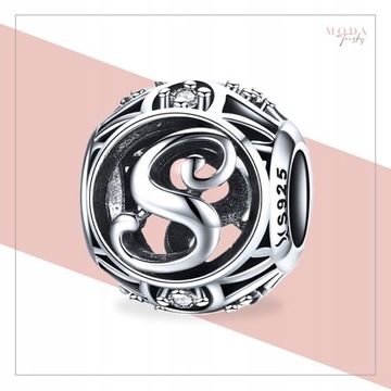 Подвеска Charms Bead Letter S из серебра 925 пробы
