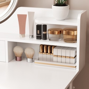 LED Vanity Desk w/4 Drawers, Shelves & 3-Mode Mirror–Bedroom Dressing Table