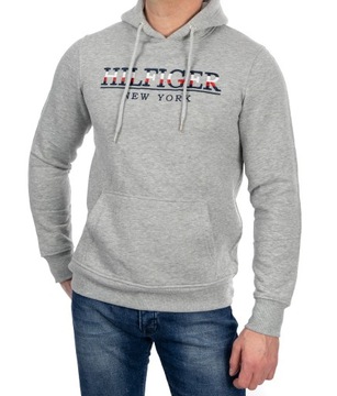 BLUZA TOMMY HILFIGER MĘSKA DUŻE LOGO GRANATOWA Z KAPTUREM XXL