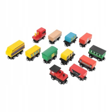 ДЕРЕВЯННЫЙ ПОДНОС С МАГНИТОМ, ЛОКОМОТИВ, ВАГОНЫ, 13 ЭЛЕМЕНТОВ