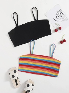 SHEIN 2PAK DZIEWCZĘCE PRĄŻKOWANE TOPY 8Y 428