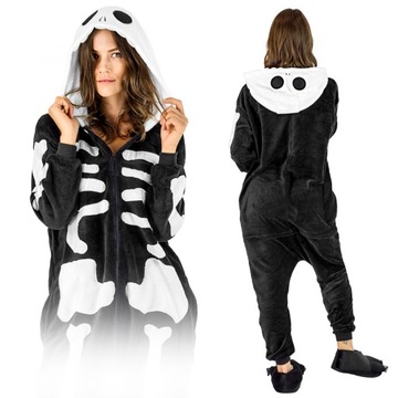 KOSTIUM ONESIE SZKIELET PLUSZOWY PIŻAMA PRZEBRANIE KOMBINEZON UNISEX ROZM.S