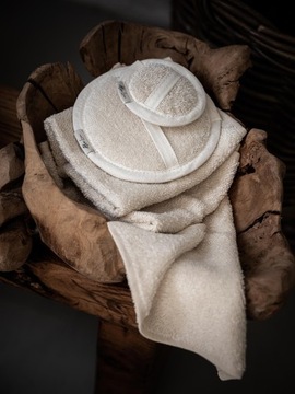 Мягкое льняное махровое полотенце, белое, 45х90 см.