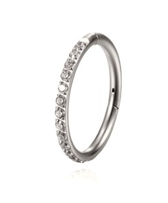 Сегментная серьга-кликер с перегородкой цирконы мочка дайта ладья 6мм