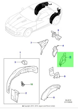 ORIGINÁLNÍ LEM SPODEK BLATNÍKU PODBĚHU ZADNÍHO LH JAGUAR F-TYPE T2R10774