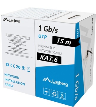 КАБЕЛЬ LAN КАБЕЛЬ ВИТАЯ ПАРА RJ45 UTP CAT.6 CAT.6 15M LANBERG