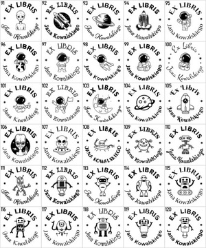 Pieczątka Ex libris Okrągła śr. 4cm - 360 Wzorów + GRAWER + lniany woreczek