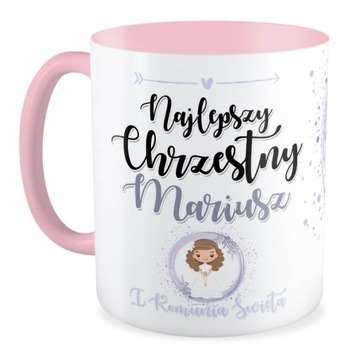 FOTO Kubek różowy KOMUNIA DLA CHRZESTNYCH KREATOR